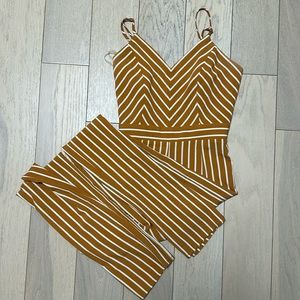 Burnt Orange Striped Jumpsuit Size S